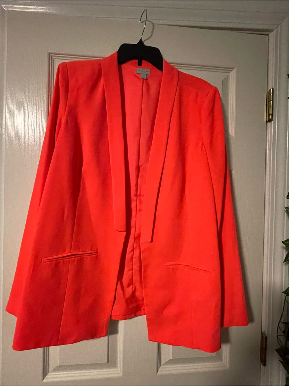 Womens Open-Front Blazer Jacket in Bright Coral